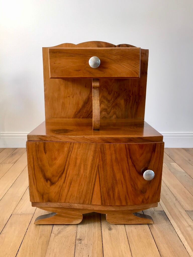 Art Deco veneer bedside table 30s