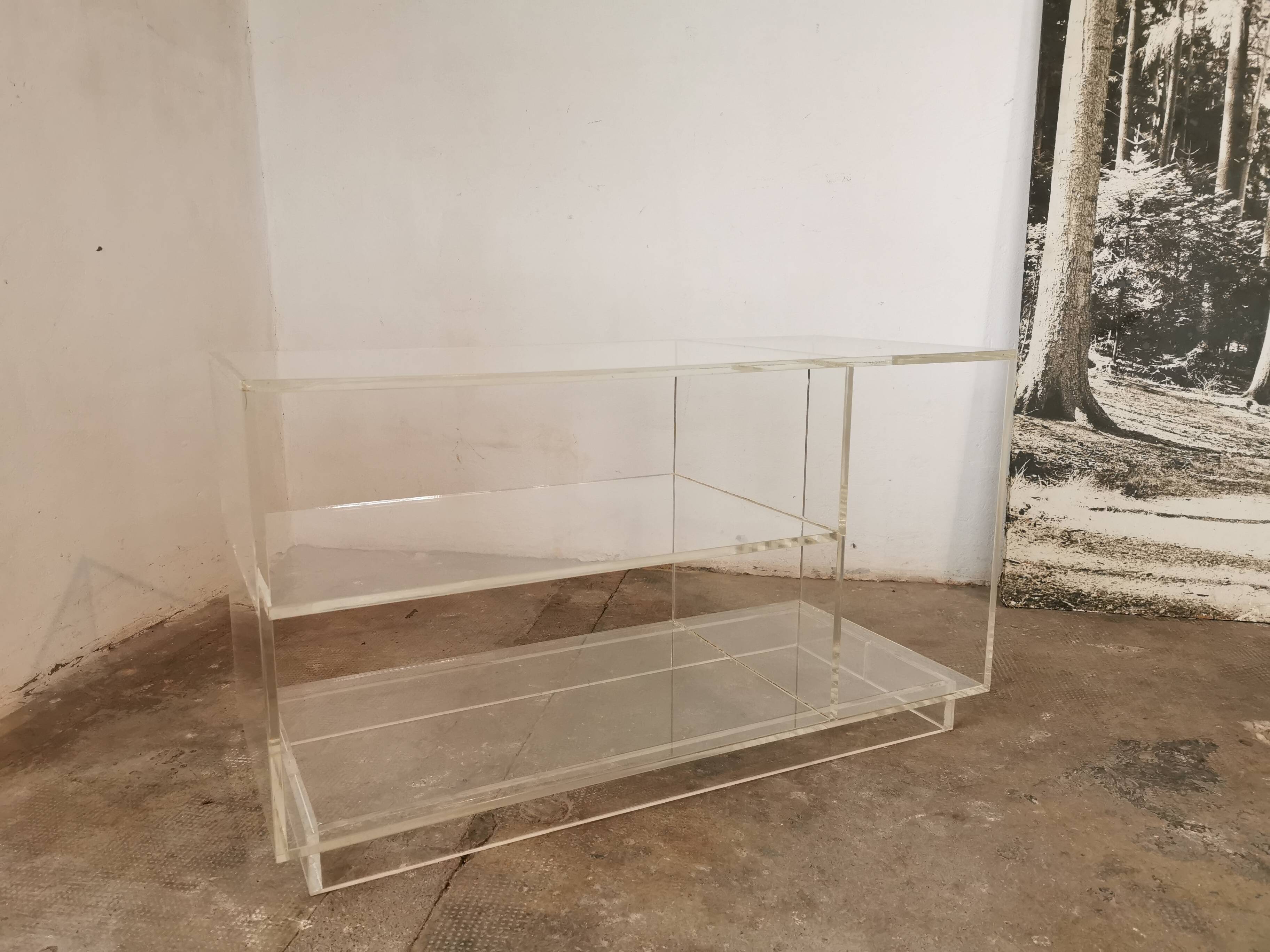 80s plexiglass hi-fi furniture shelf
