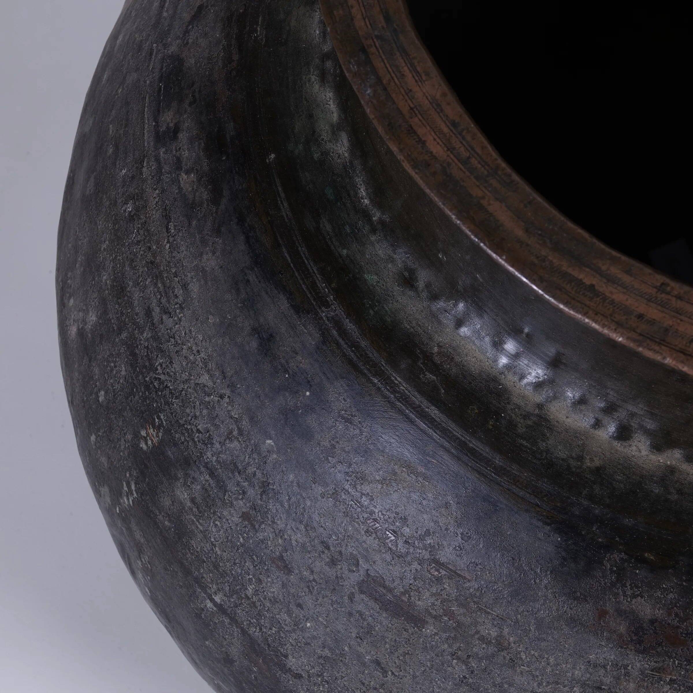 Tambe - Large patinated copper temple jar