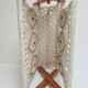 Magazine holder macramé cotton and vintage wood 70s