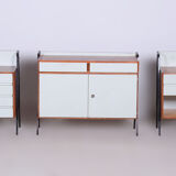 Restored MidCentury Cabinet Set, Mahogany, Revived Polish, Central Europe, 1950s