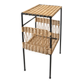 Metal and woven wicker side table – 1970s/80s