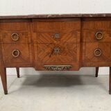 Louis XVI chest of drawers in wood veneer marquetry, 20th century