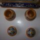 Old 18th-19th century inkwell with polychrome and salamander decoration