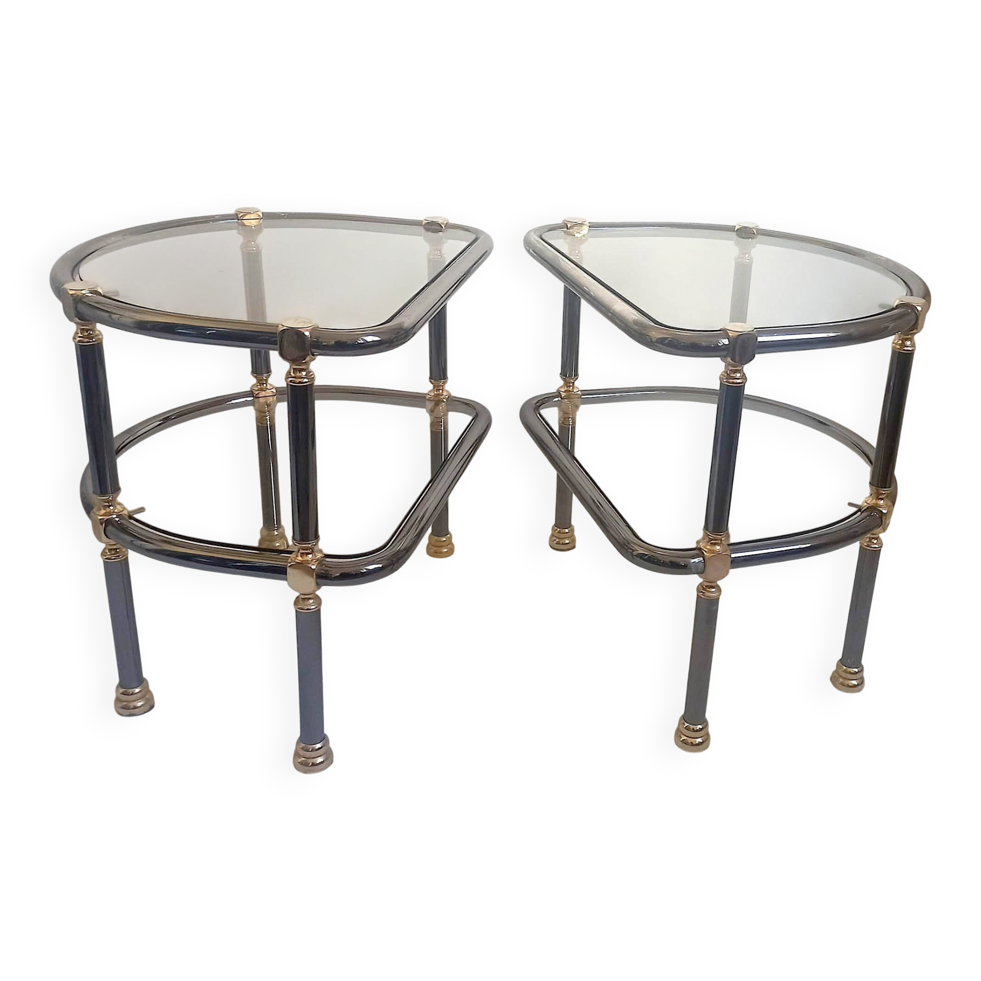 Pair of semi-circular coffee tables, 1970s