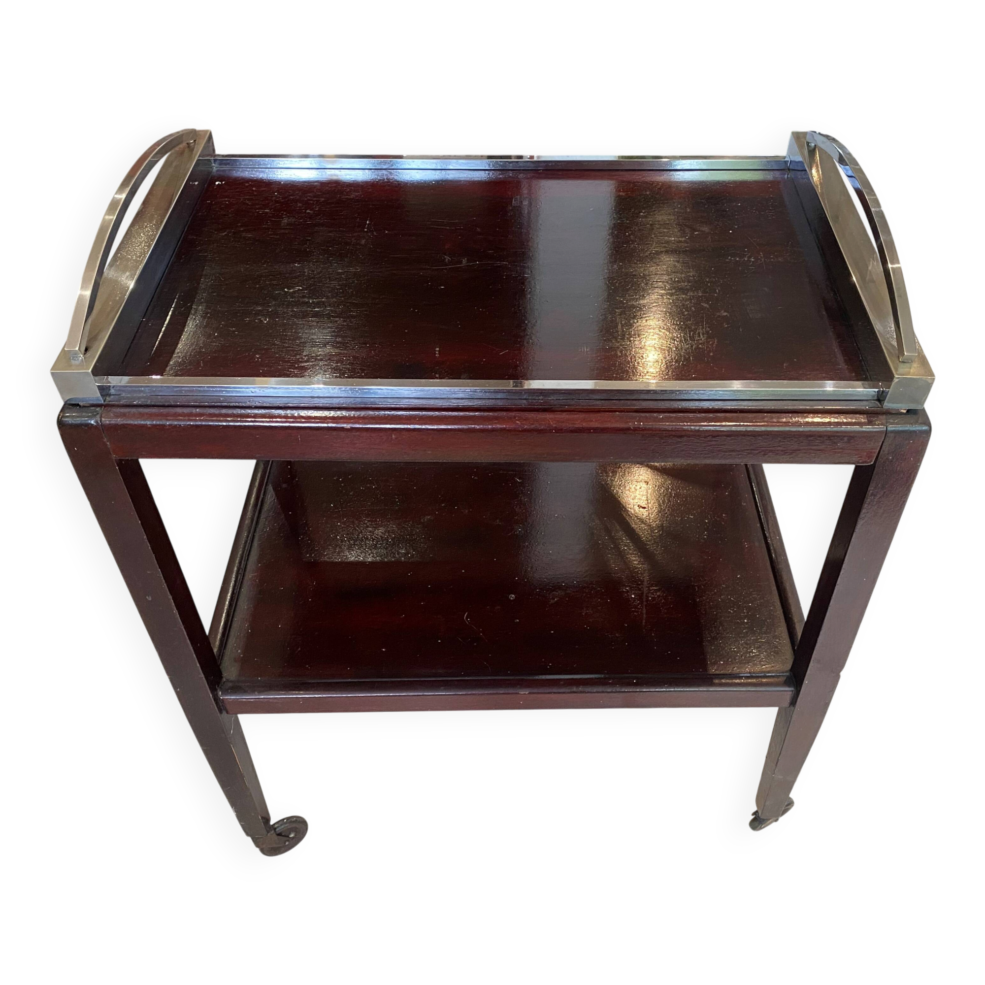 Rolling bar cart with 1 removable tray, Art Deco 1930.