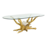 Pierre Duval Brasseur. Table de salle à manger en laiton doré. Vers 1970.