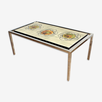 Sedim ceramic chromed vintage coffee table.