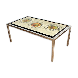 Sedim ceramic chromed vintage coffee table.