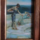 Tableau huile sur bois signé cadre doré xx siècle