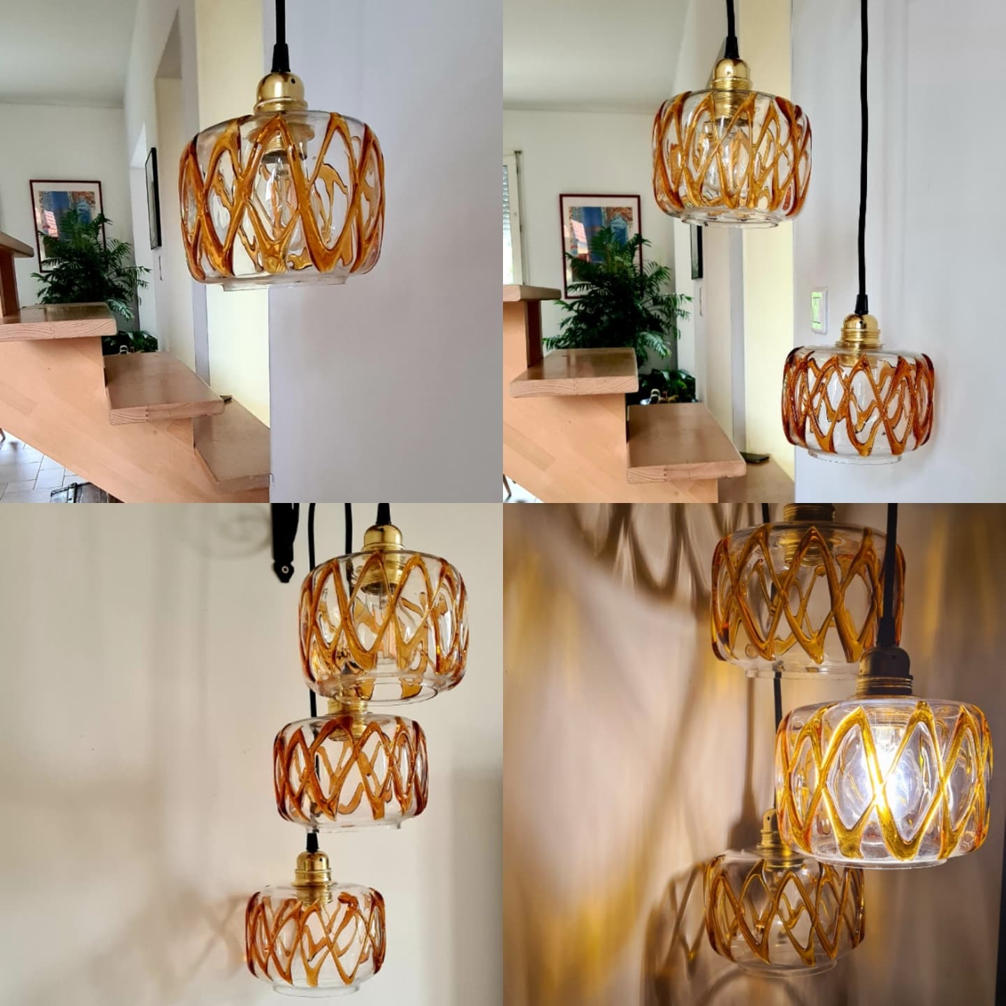 Amber blown glass suspension