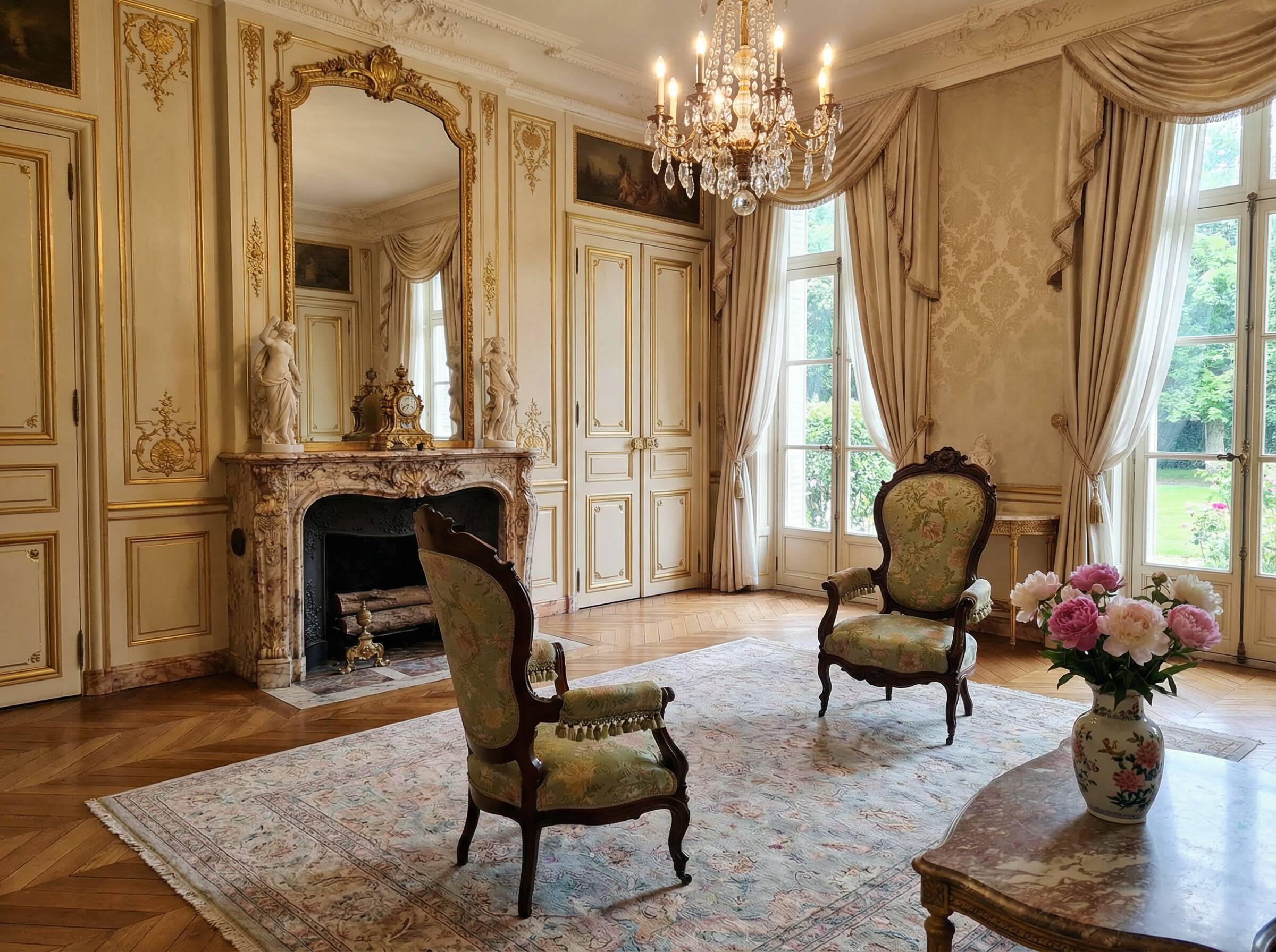 Coppia di Poltrone d'Epoca "Balloon Back" – Stile Rococò Revival (XIX Sec.)