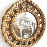 Vintage straw mirror, 1970