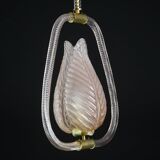 Elgant Pink Art Decò Barovier e Toso Pendant Light Murano Glass, 1940s