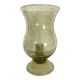 Important green bubbled glass candlestick