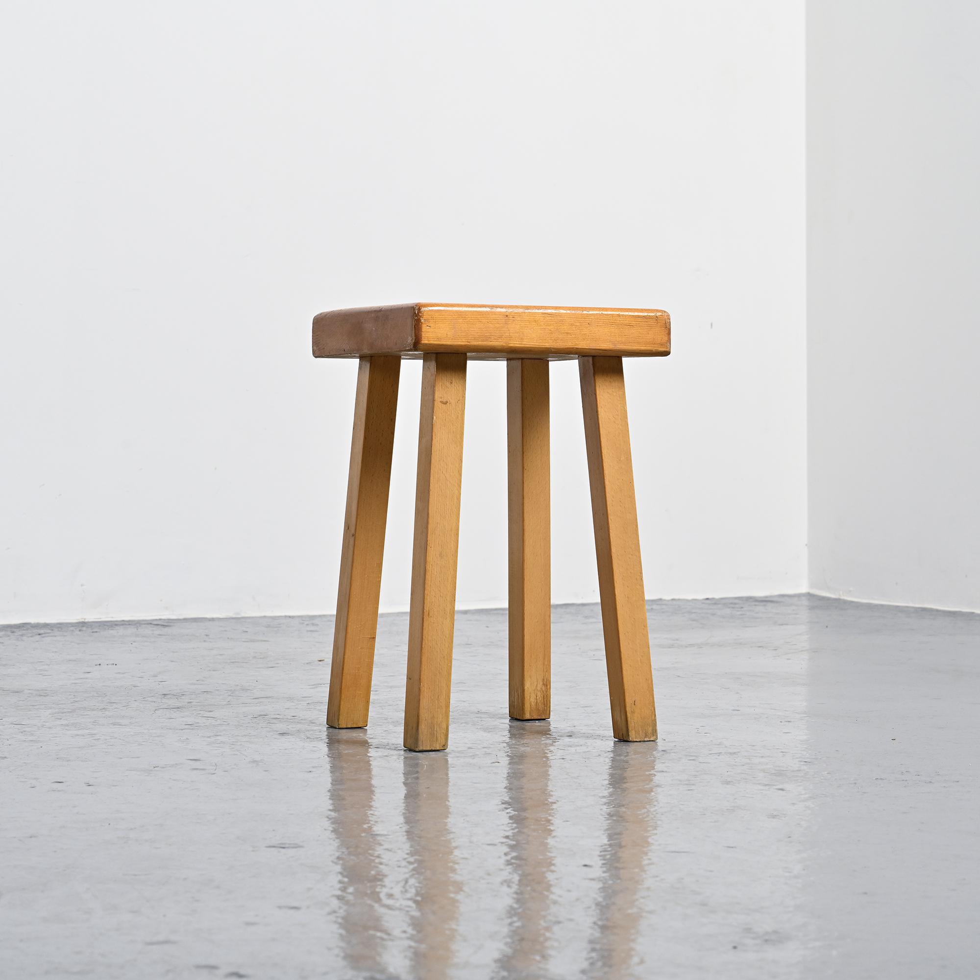 Pine stool by Charlotte Perriand, Les Arcs, France