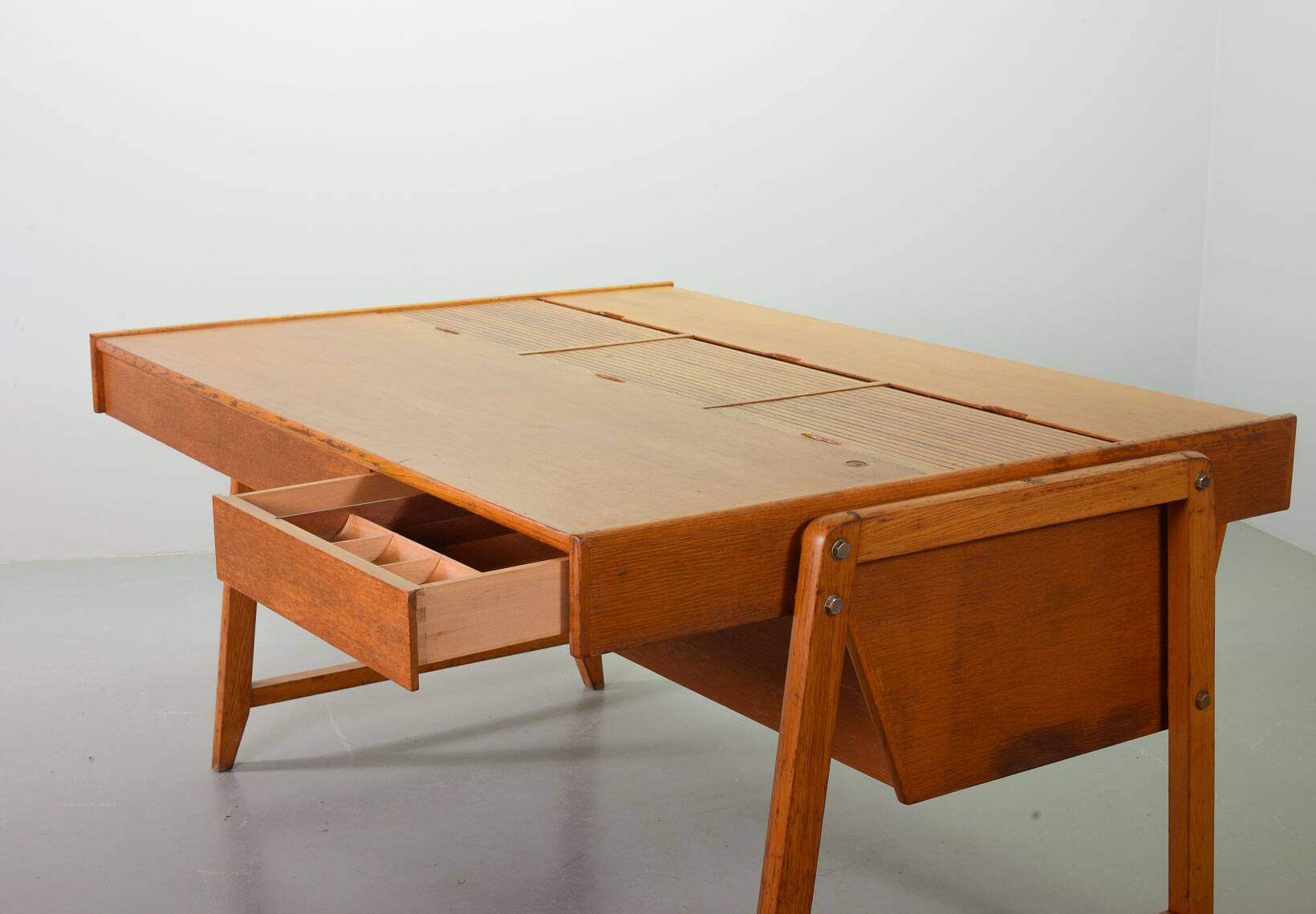 Clausen and Maerus Oak Wooden Design President Writing Desk for Eden 1960s