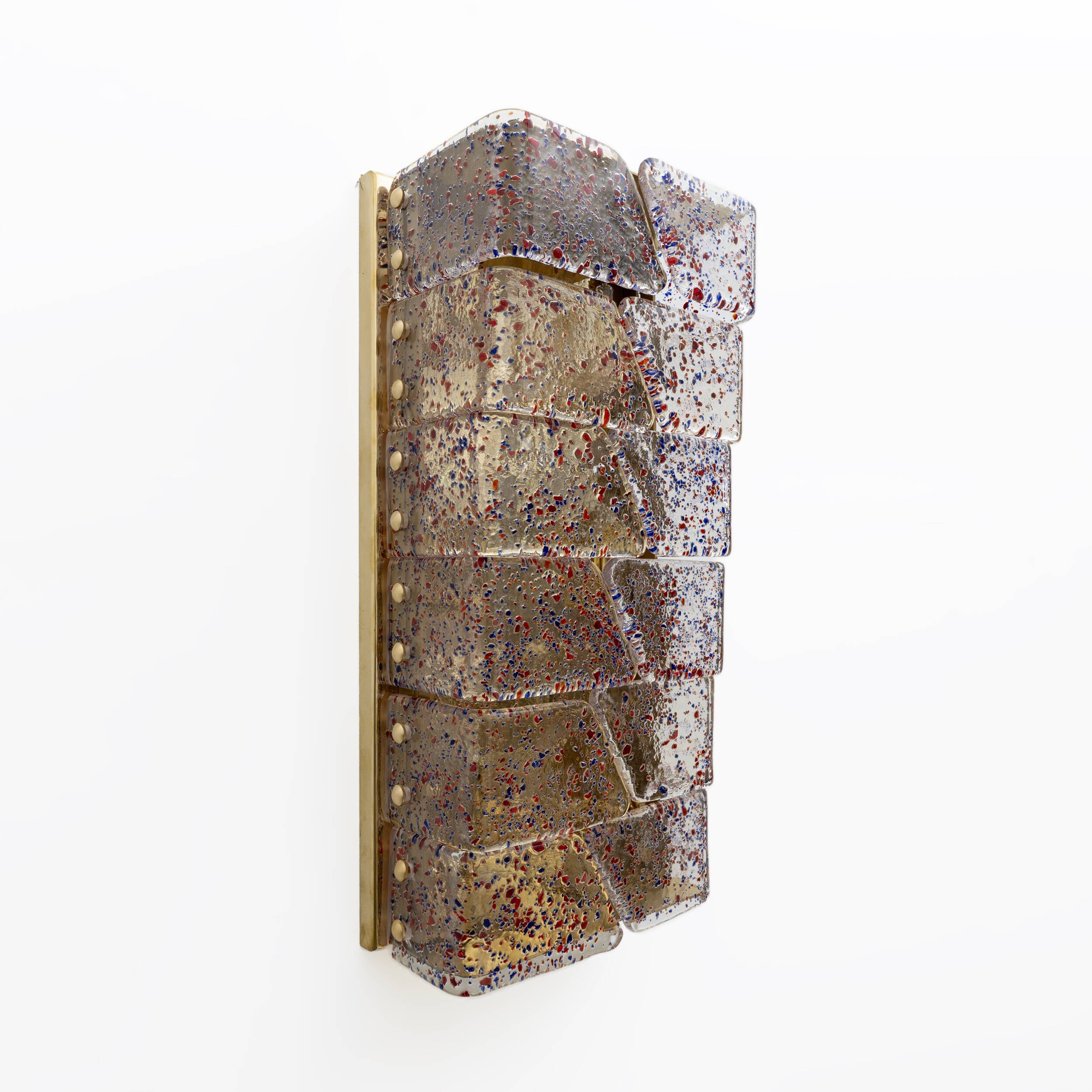 Pair of Mid-century Modern Style Italian Murano Glass and Brass Sconces