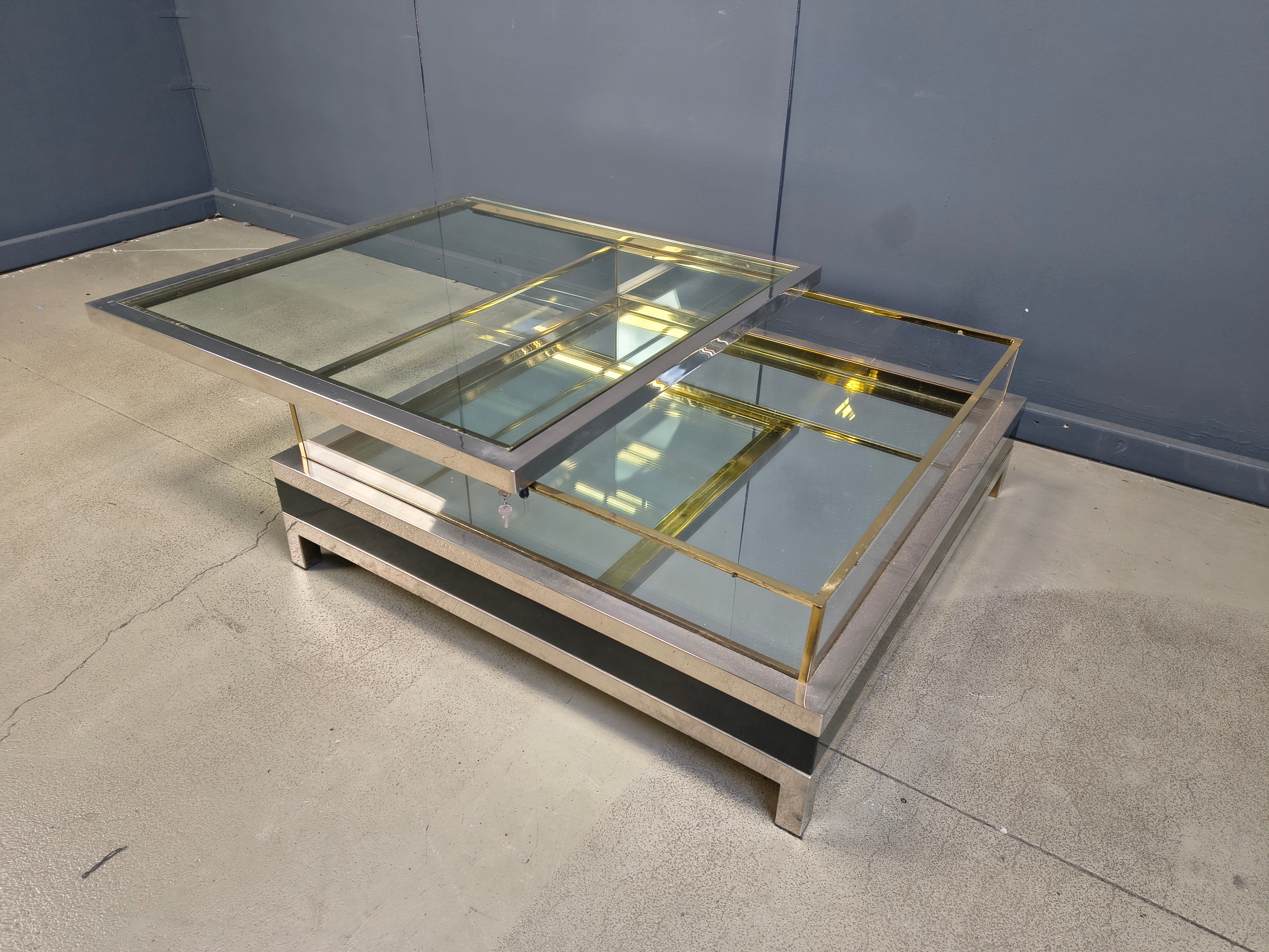 Vintage sliding top coffee table, 1970s
