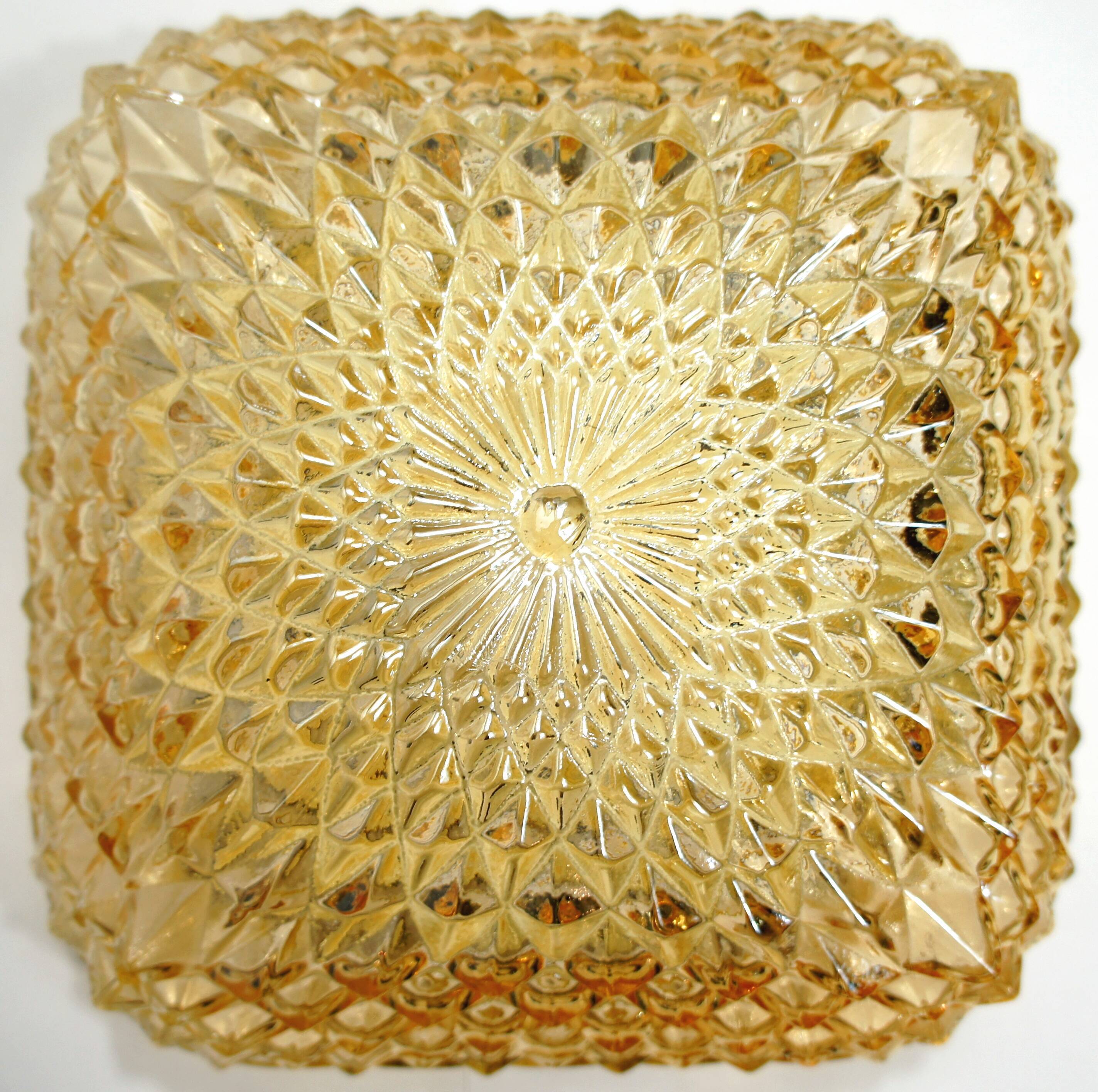 Ceiling lamp "Diamonds" iridescent molded glass