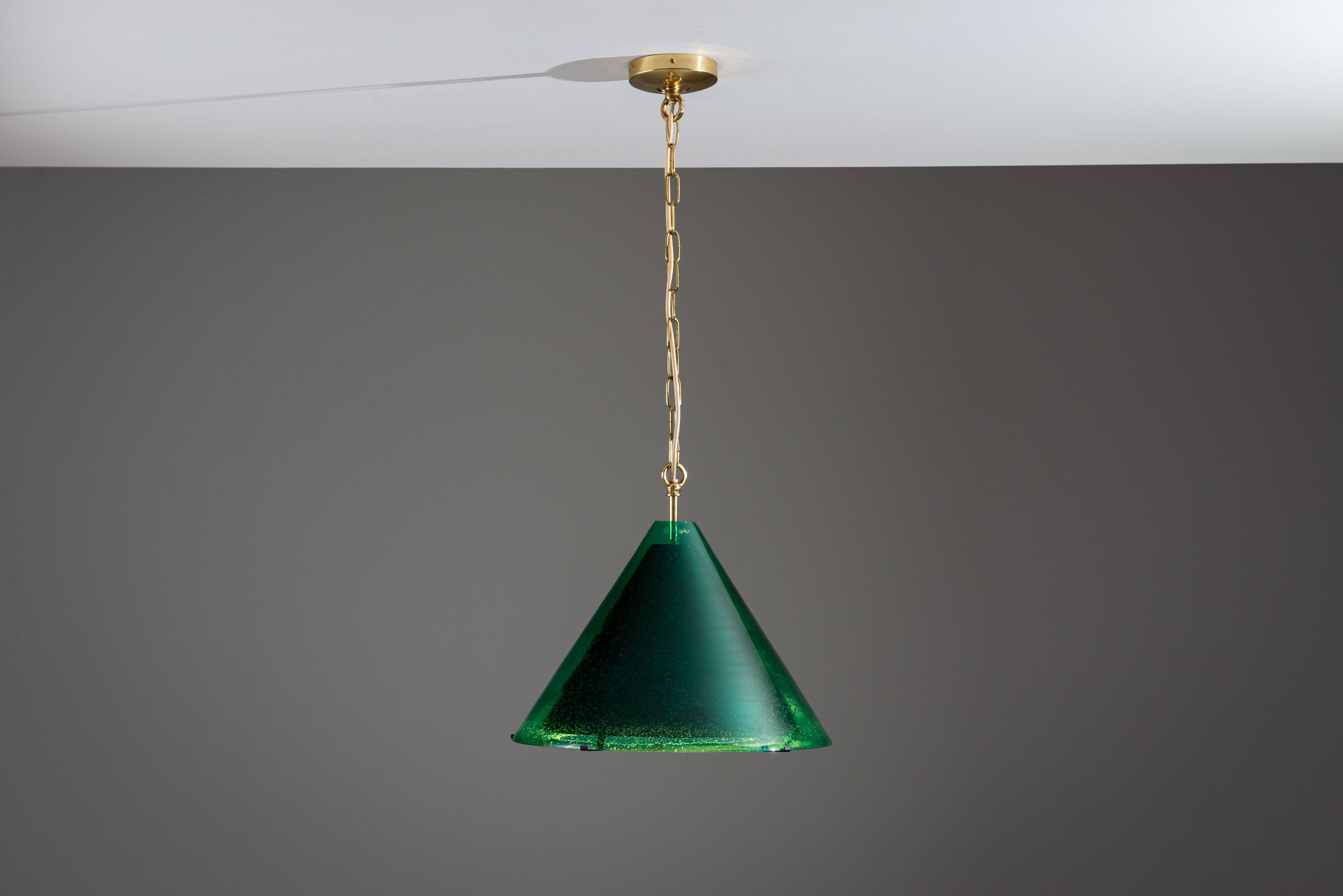 Pendentif en verre vert "Najade" de Jonas Hidle