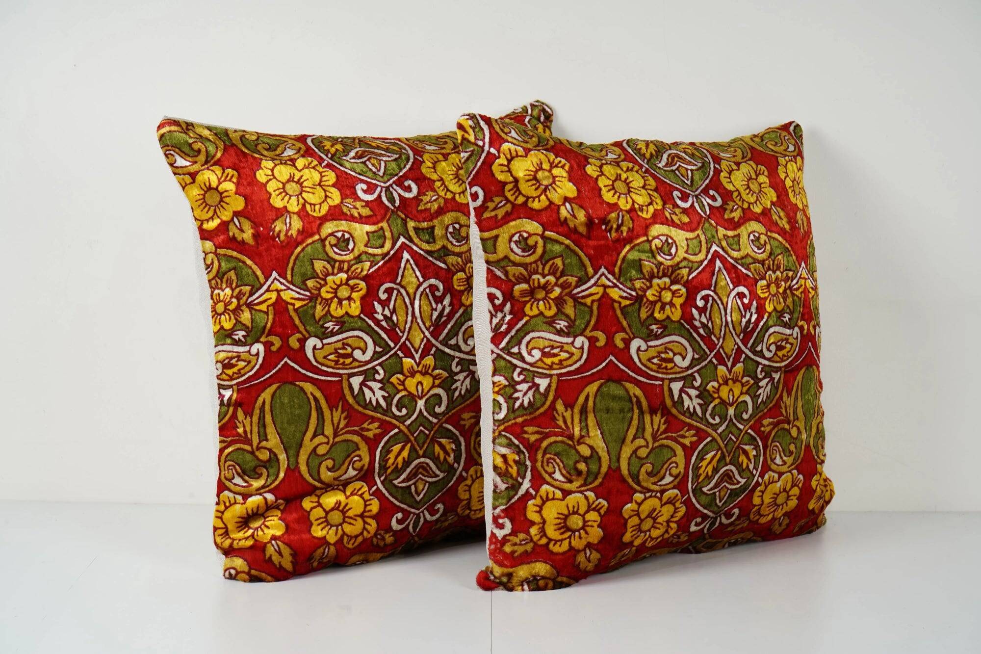Set of 2 vintage velvet cushion covers 53x56 cm