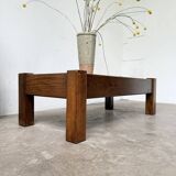 Table basse en chêne et ardoise 1950