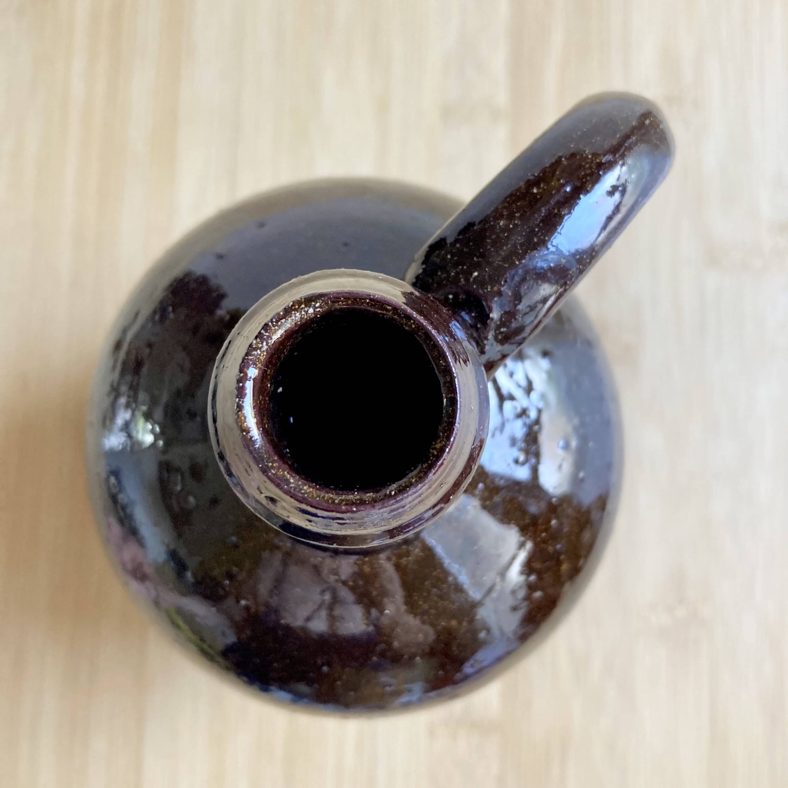 Vintage glazed terracotta pitcher / vase