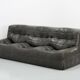 Living room sets vintage dark olive leather kashima by Michel Ducaroy for Ligne Roset