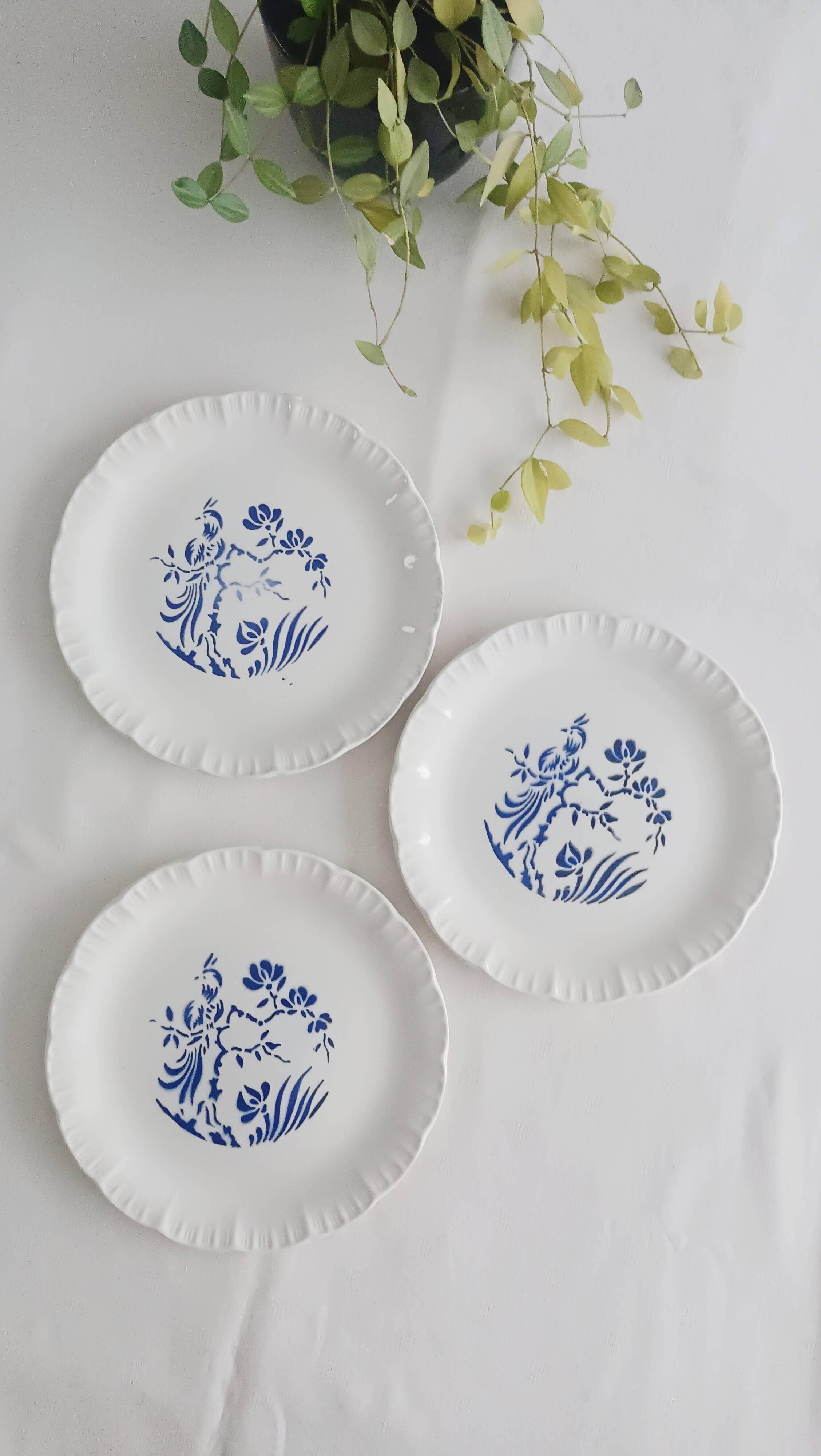 Set of 3 Digoin Sarreguemines Paradis dessert plates