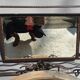 Wall coat rack Art Deco 1930 wrought iron 4 hooks and beveled mirror