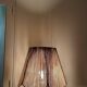 Lampadaire vintage en bois naturel et abat jour en corde années 1960