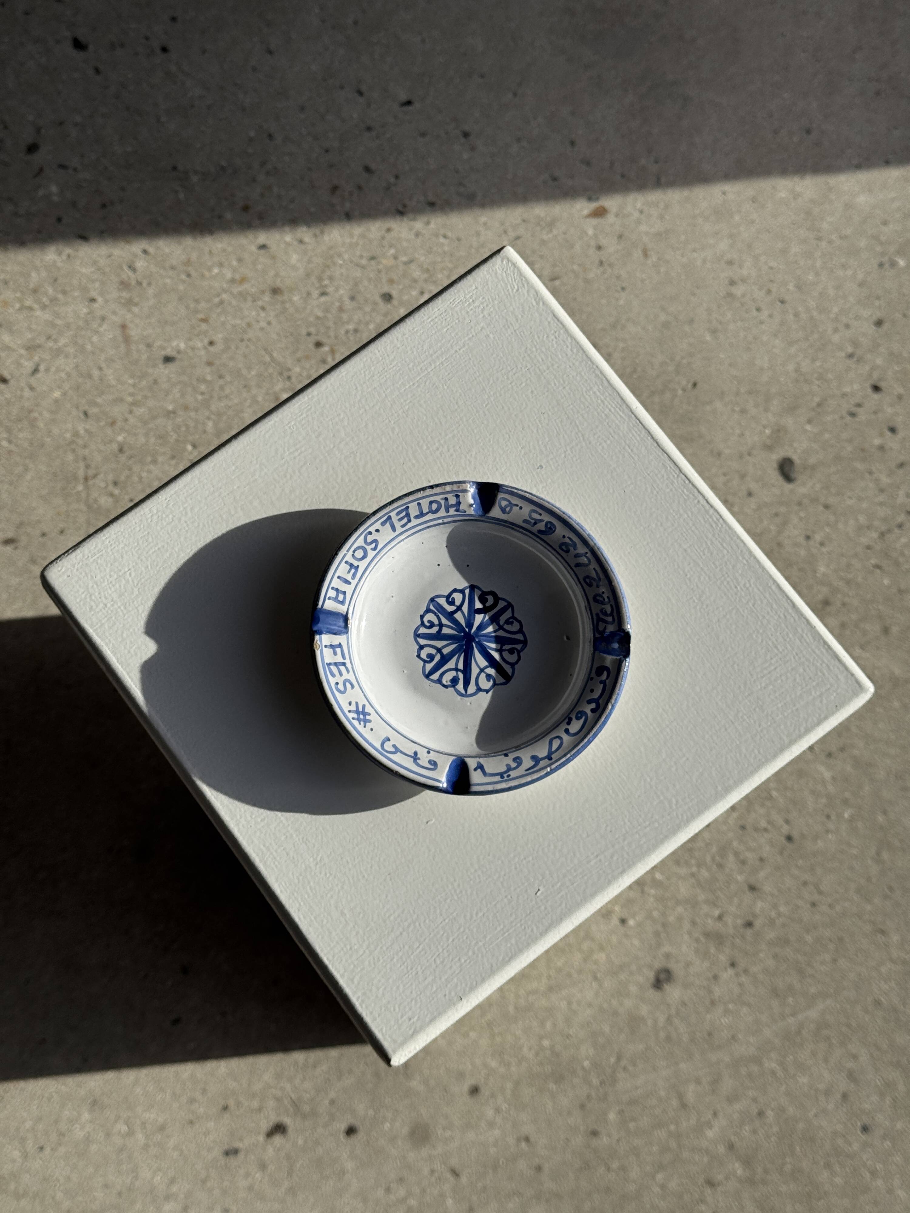 Blue and white ashtray from the Sofia Hotel in Fes D13
