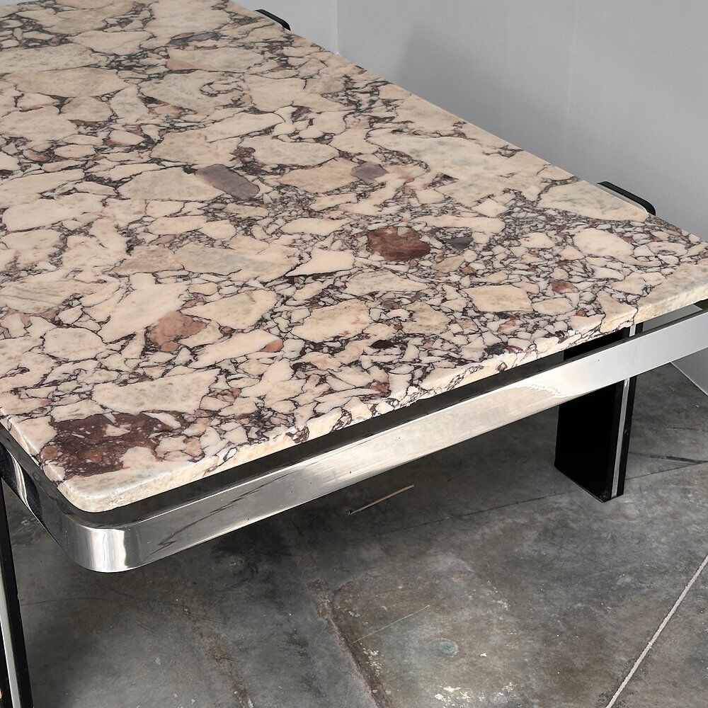 Violetta Calacatta marble coffee table on chrome base, 1970s