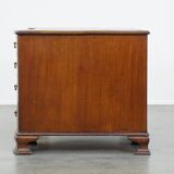 Antique wooden English desk from the late 19th century with a leather top