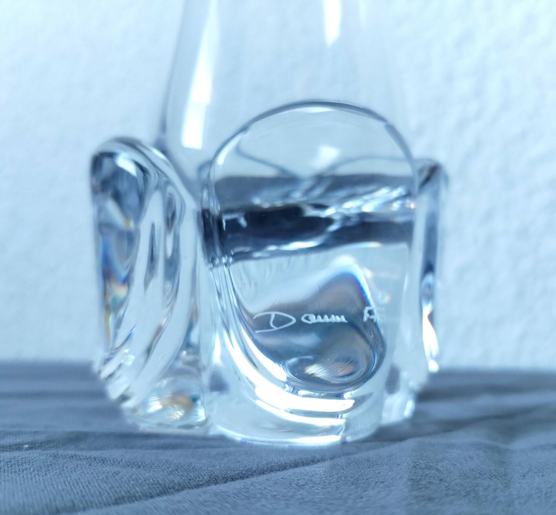Vintage trumpet vase in crystal signed Daum France 21cm