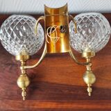 Set of 4 vintage glass globe wall lights