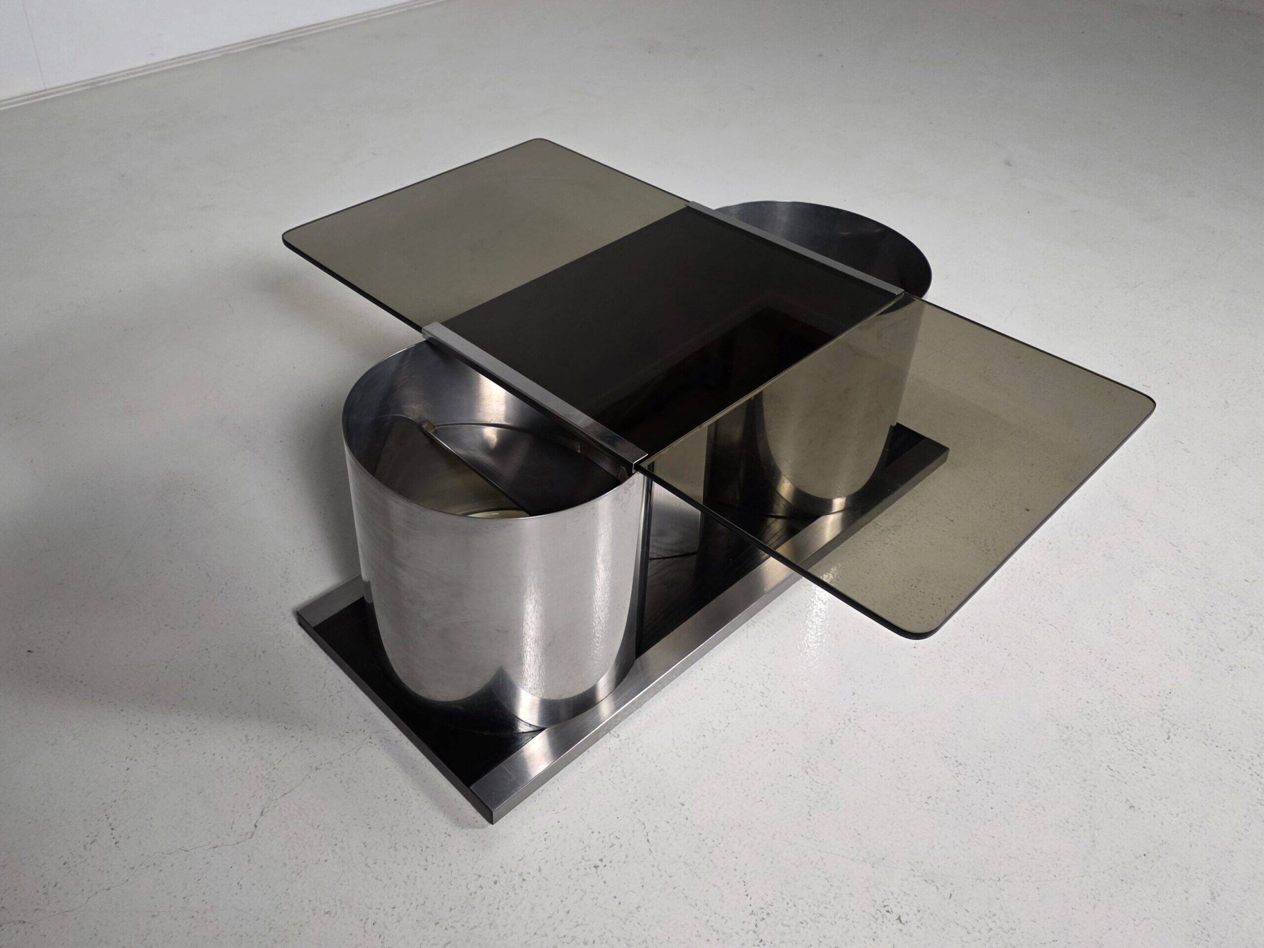 Table basse avec bar à sec dissimulé par Ludovico Acerbis pour Acerbis, Italie, 1970