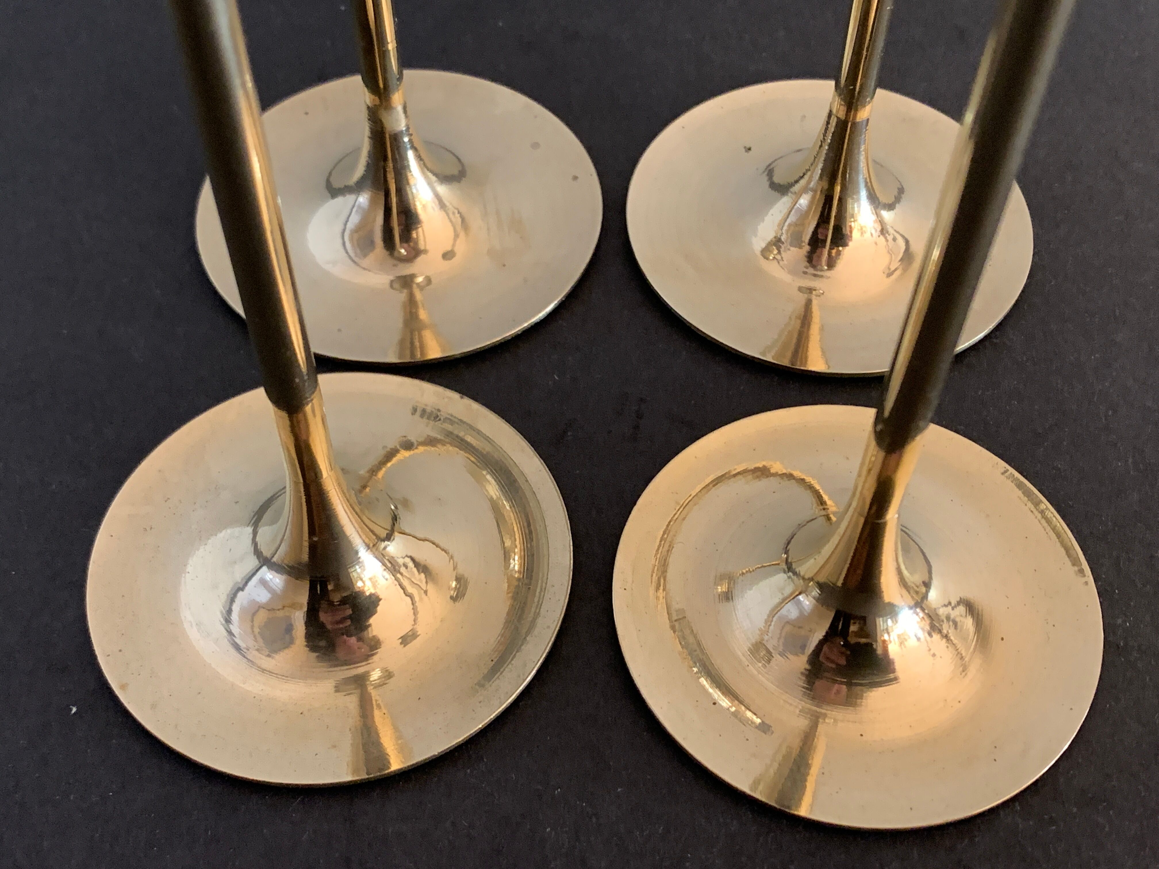 4 Scandinavian brass candle holders
