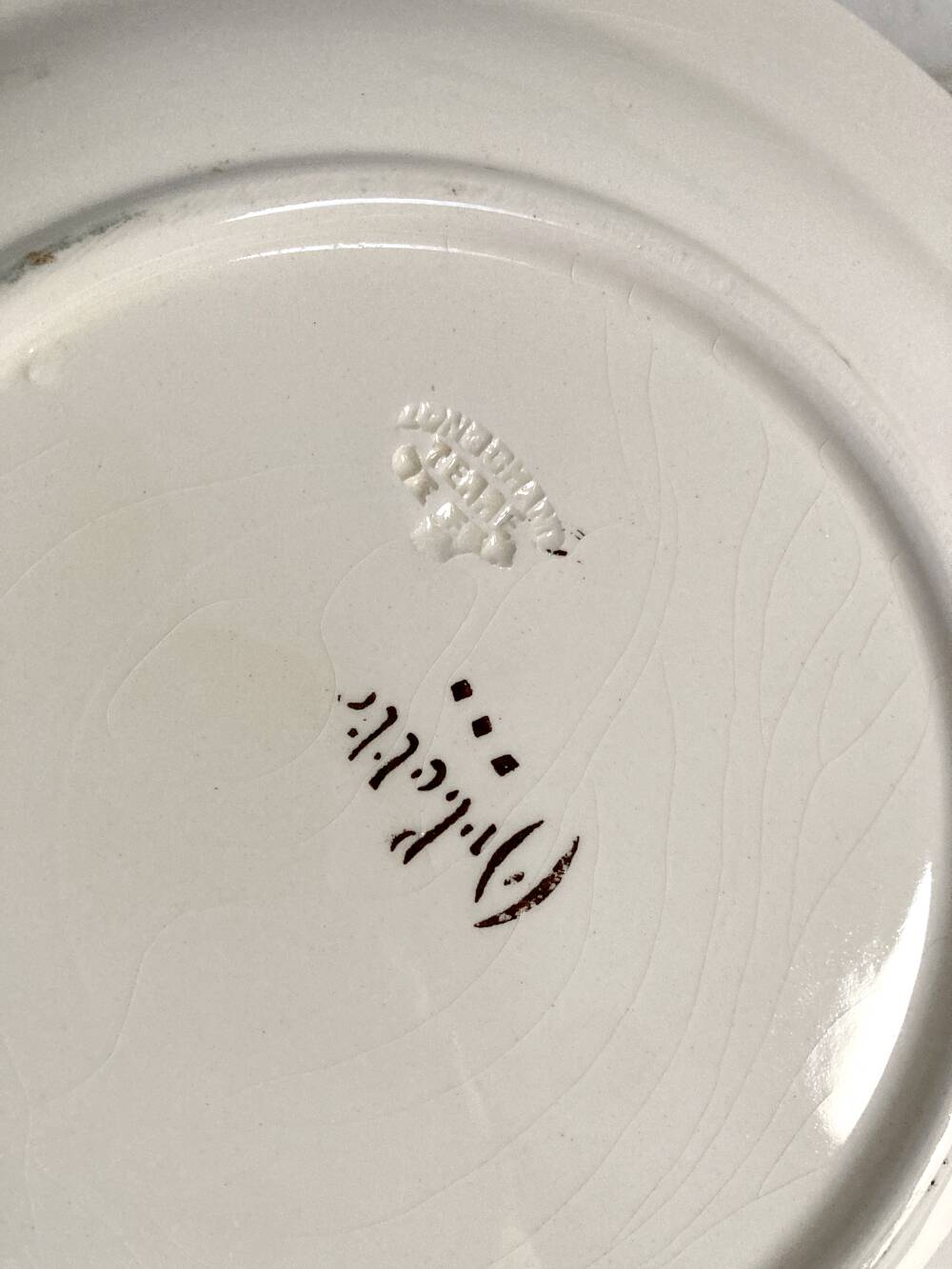 5 serving plates, ironstone from Longchamp, Arlette pattern, 1950