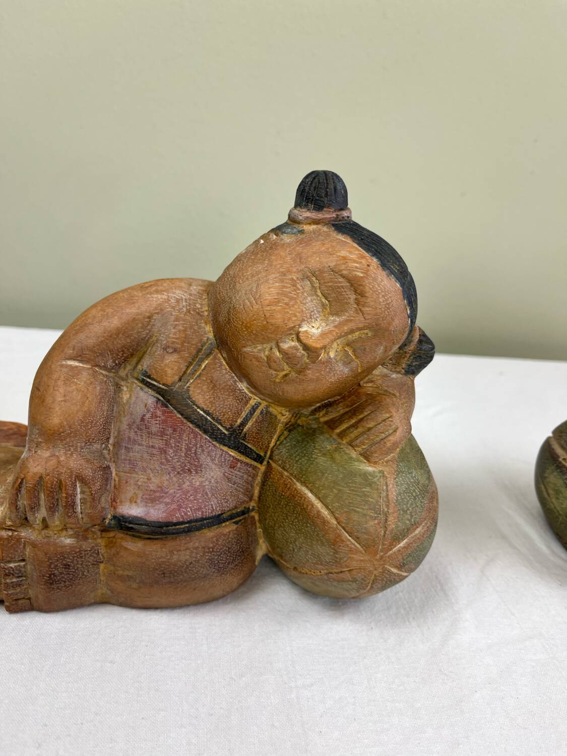 Carved wooden bookends