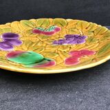 Barbotine dish decorated with fruits, Sarreguemines earthenware