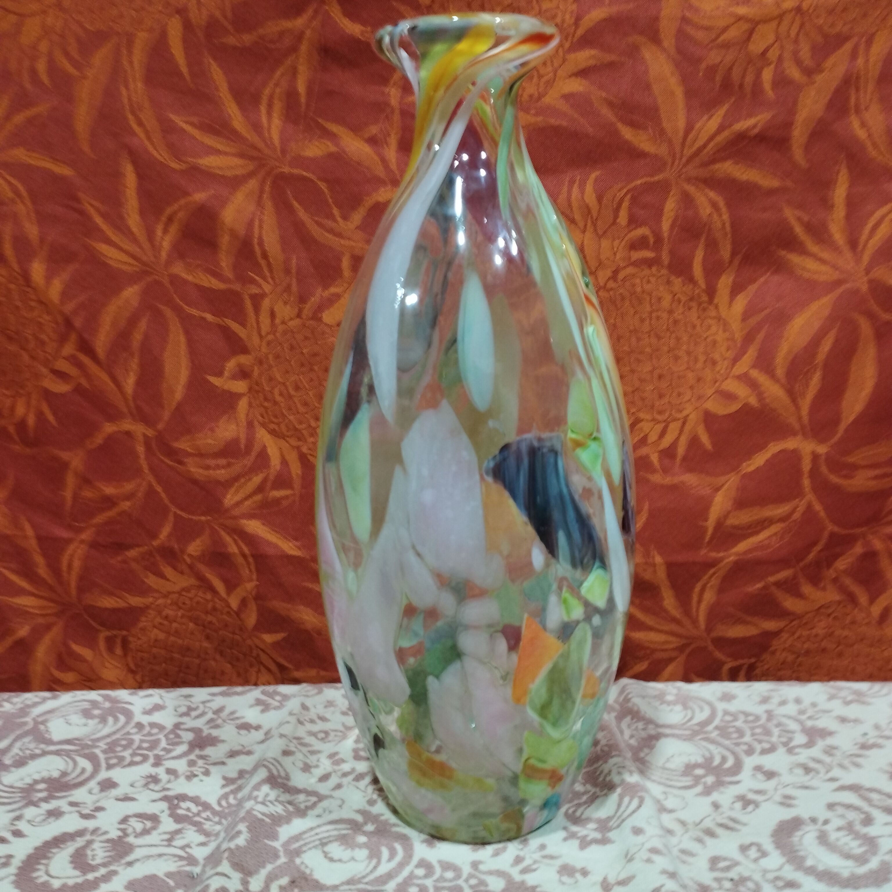 Large multicolored glass vase