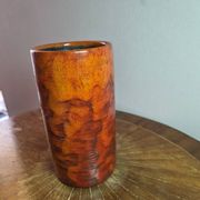 Vintage ceramic vase signed "Miep" with orange flamed glaze.