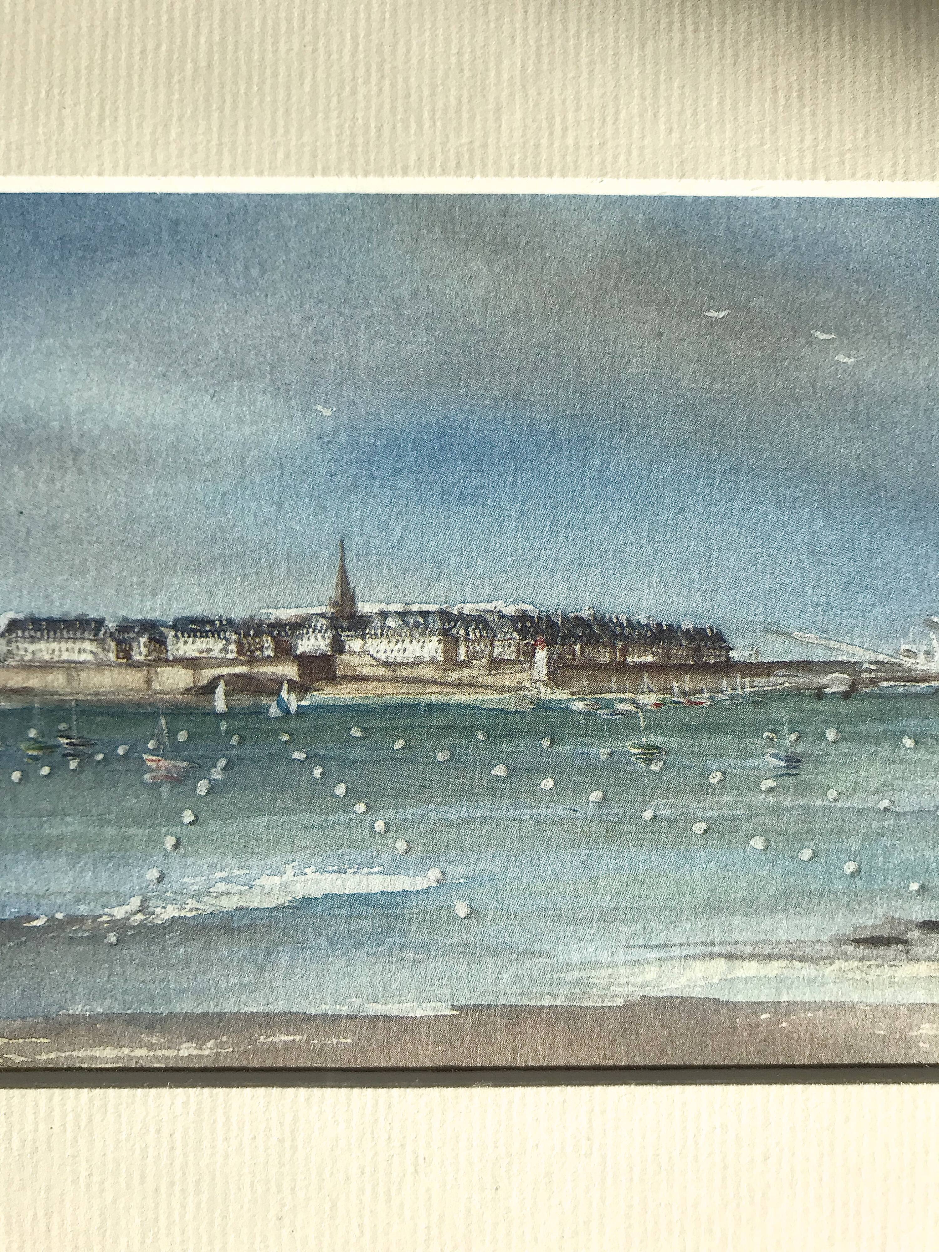 Aquarelle signée Alexandre Bonade, Saint-Malo