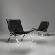 Black Leather Vintage Poul Kjaerholm PK22s for E. Kold Christensen 1960s