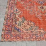 Turkish oushak large handmade red rug 194cm x 286cm living room rugs