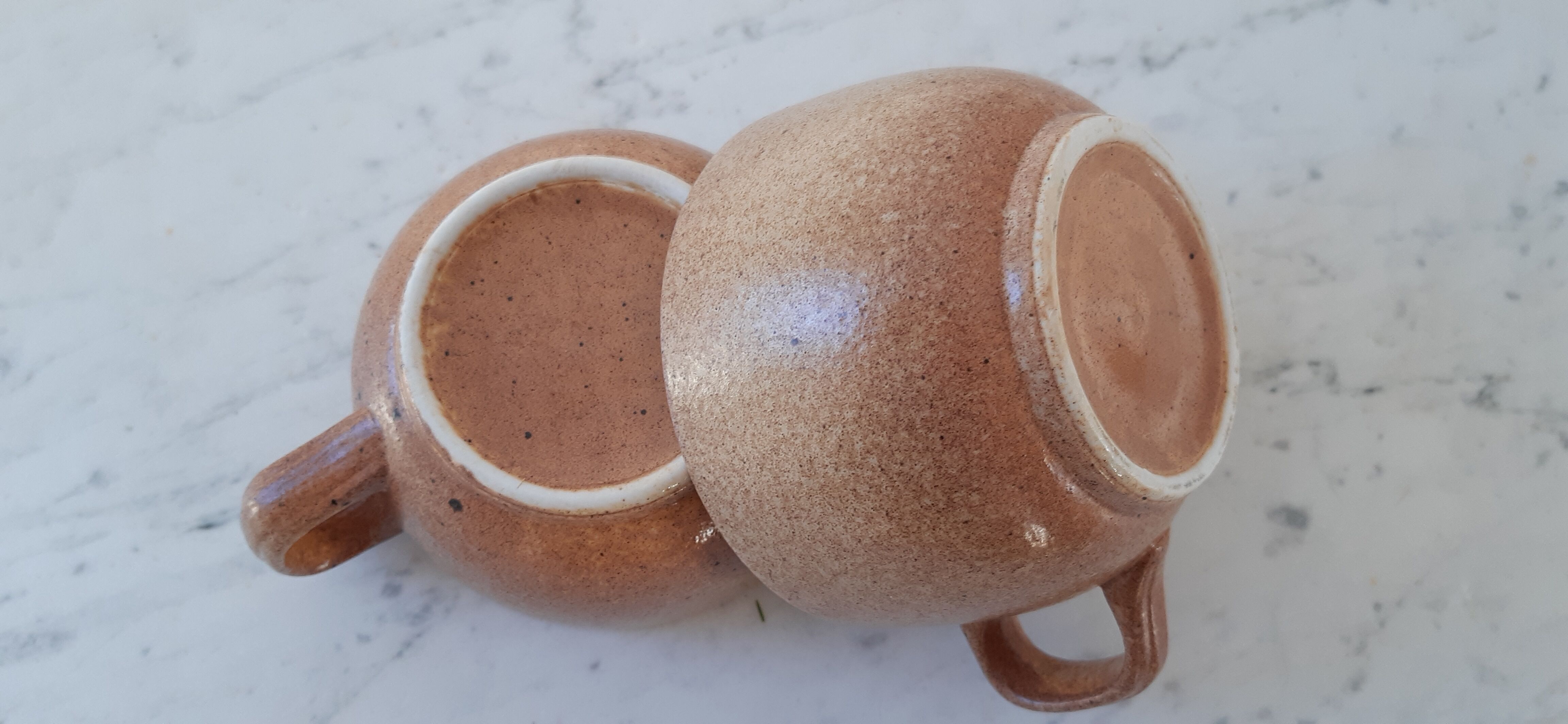 Duo de tasses à thé en grès vintage années 70