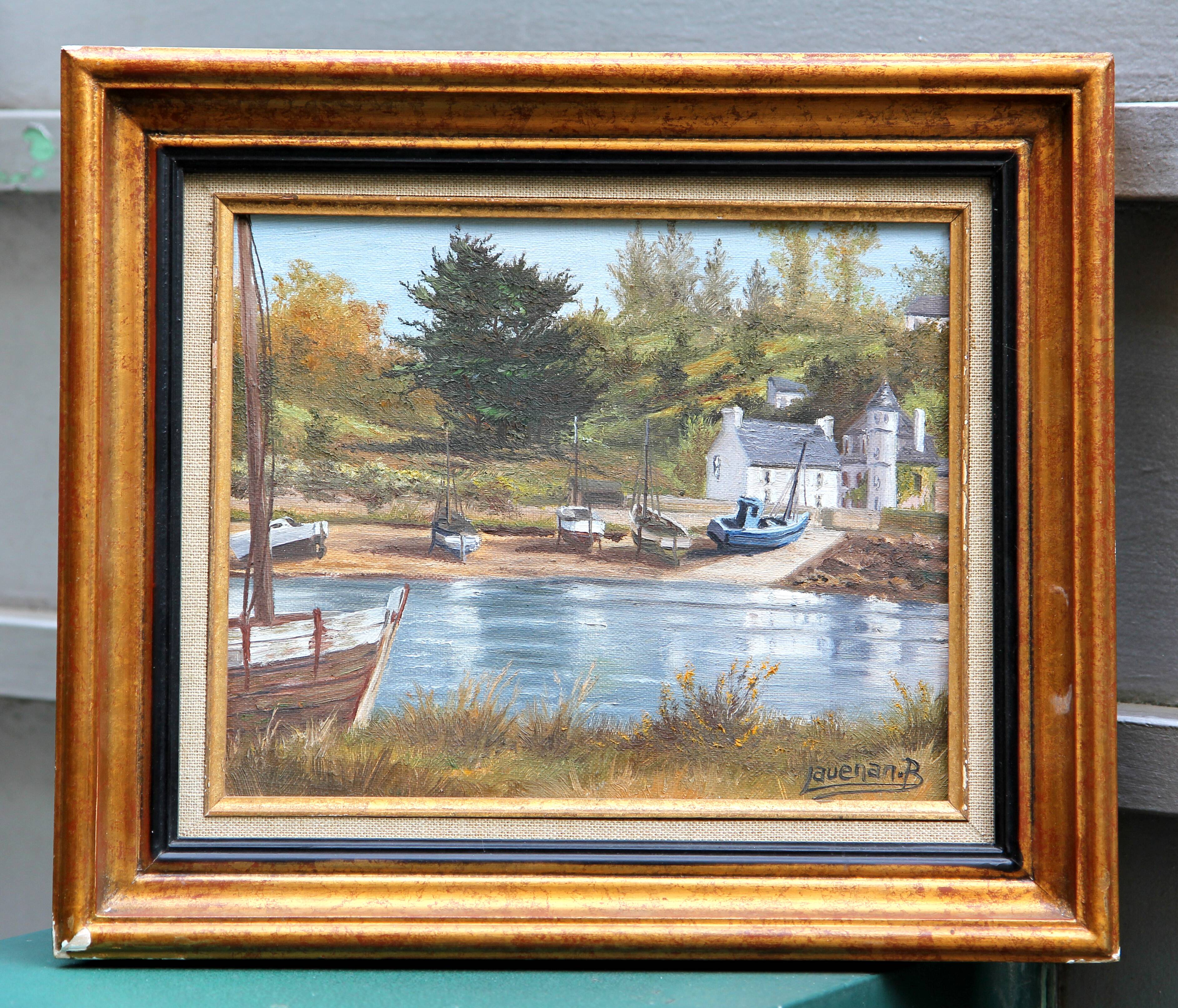 Tableau, peinture a l huile marine, champetre, 37 . 32 cm , signée