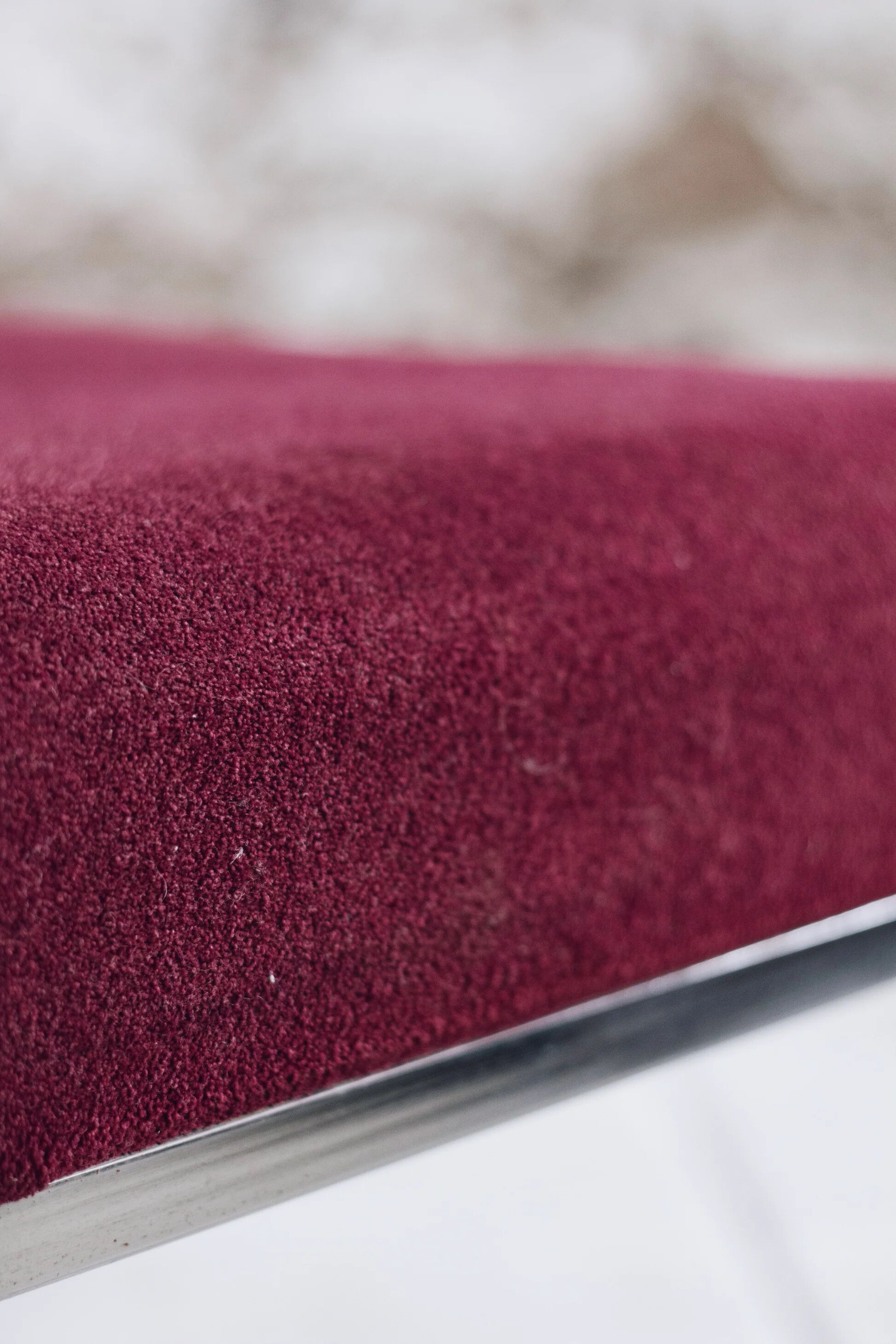 Set of 4 modernist burgundy armchairs, 1970.